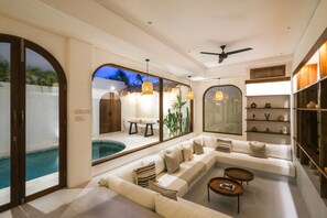 Villa, 2 Bedrooms | Living room | 56-inch Smart TV with digital channels, TV - The Arki Villa (Canggu)