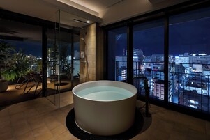 Terrace Suite (Bath with view, lounge access, free minibar) | Bathroom | Separate tub and shower, deep soaking tub, free toiletries, hair dryer