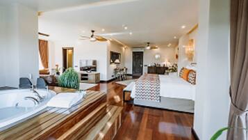 Presidential-Zimmer | Bettwäsche aus ägyptischer Baumwolle, hochwertige Bettwaren, Minibar