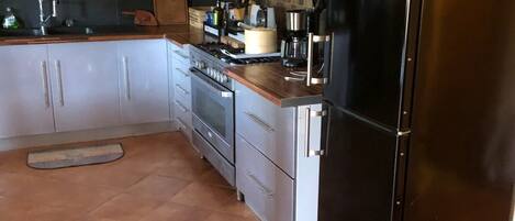 Fridge, microwave, oven, coffee/tea maker