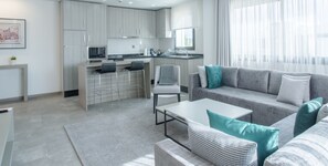 Luxury Apartment | Living area | 55-inch Smart TV with cable channels, TV, Netflix - Makass Appart Hotel (Rabat)