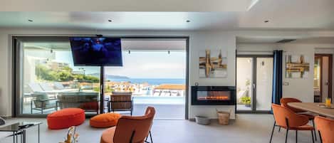 Exclusive-Villa, 4Â Schlafzimmer, eigener Pool, Meerblick | Ausblick vom Zimmer
