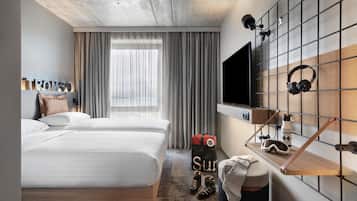 Twin kamer, 2 eenpersoonsbedden | Italiaanse Frette-lakens, luxe beddengoed, verduisterende gordijnen