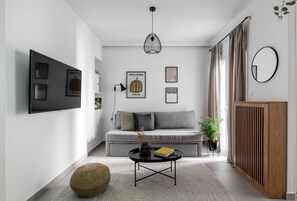 Standard Apartment | Living area | 43-inch TV with digital channels, Netflix, streaming services - Dreamy 1BR Apartment in Kolonaki (Athens)