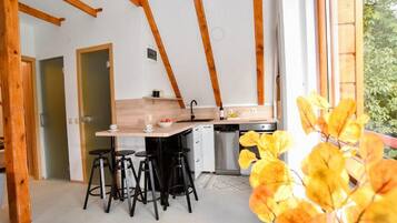House (Two Bedroom Holiday Home with Terrace) | Private kitchen | Fridge, dining tables