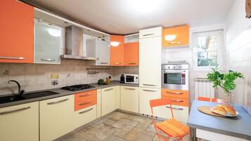 Fridge, microwave, oven, dishwasher