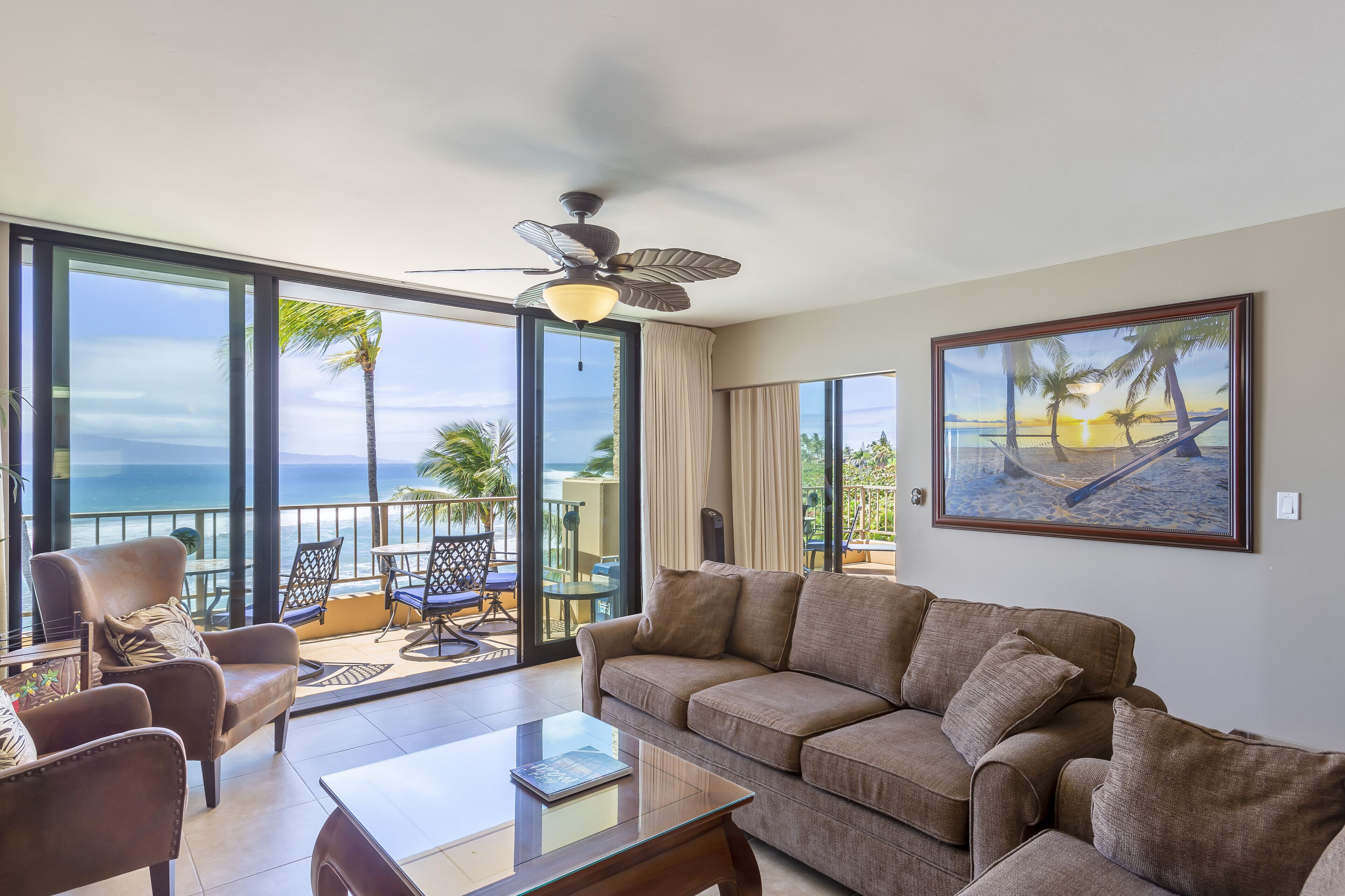 Condo, Multiple Beds, Lanai, Ocean View | Living area | 50-inch flat-screen TV with digital channels, TV