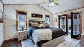 Cabin, Multiple Beds, Hot Tub, Garden View | 3 bedrooms, iron/ironing board, free WiFi, bed sheets