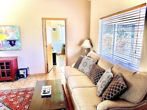 Smart TV, DVD player, video library, stereo