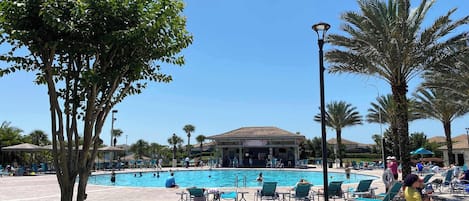 Outdoor pool, sun loungers