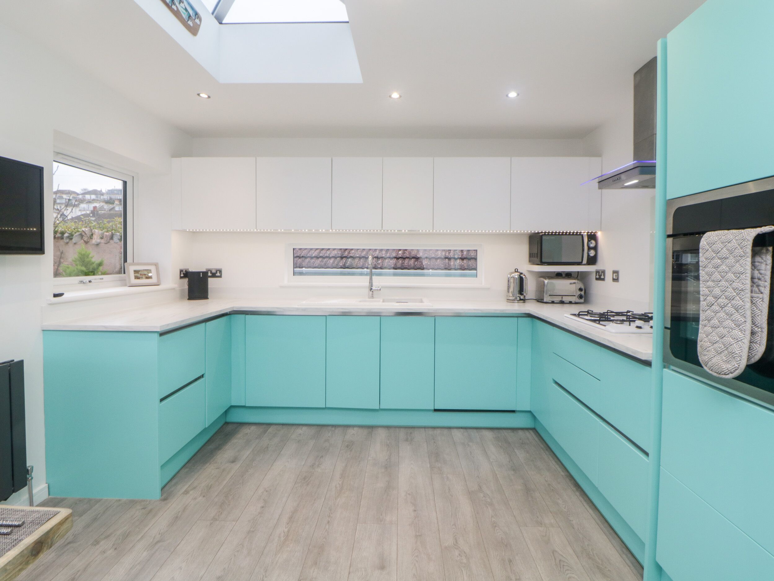 Fridge, dishwasher, electric kettle, toaster