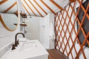 Cabin, 5 Bedrooms | Bathroom | Towels - Ot 3515e Texas Yurt Haus: 5 Yurts! 5 Bedroom Cabin by RedAwning (New Braunfels)