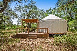 Cabin, 1 Bedroom | Property grounds - Ot 3515b Texas Yurt Haus: Buffalo 1 Bedroom Cabin by RedAwning (New Braunfels)