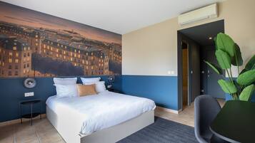 Premium bedding, desk, free WiFi, bed sheets