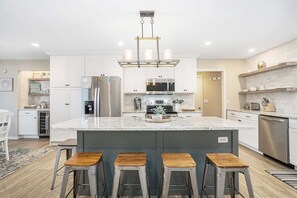 Fridge, microwave, oven, stovetop - Silver Lake Retreat: Private Lake Access & Swimming Pool, Sandy Beach, Fire Pit (Saugatuck)