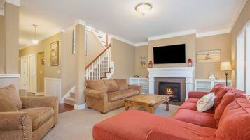 TV, fireplace, DVD player