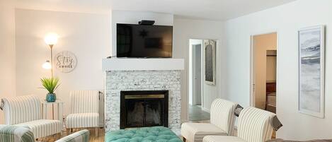 TV, fireplace, DVD player