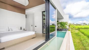 Deluxe-huvila, 2 makuuhuonetta, yksityinen uima-allas | Tallelokero huoneessa, kannettavalle tietokoneelle sopiva työtila