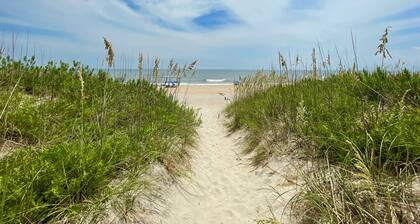 OBX beach steps away, ocean views, prvt pool, hot tub, game room & dog friendly!