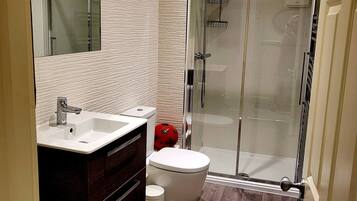 Apartment | Bathroom | Shower, hair dryer, towels