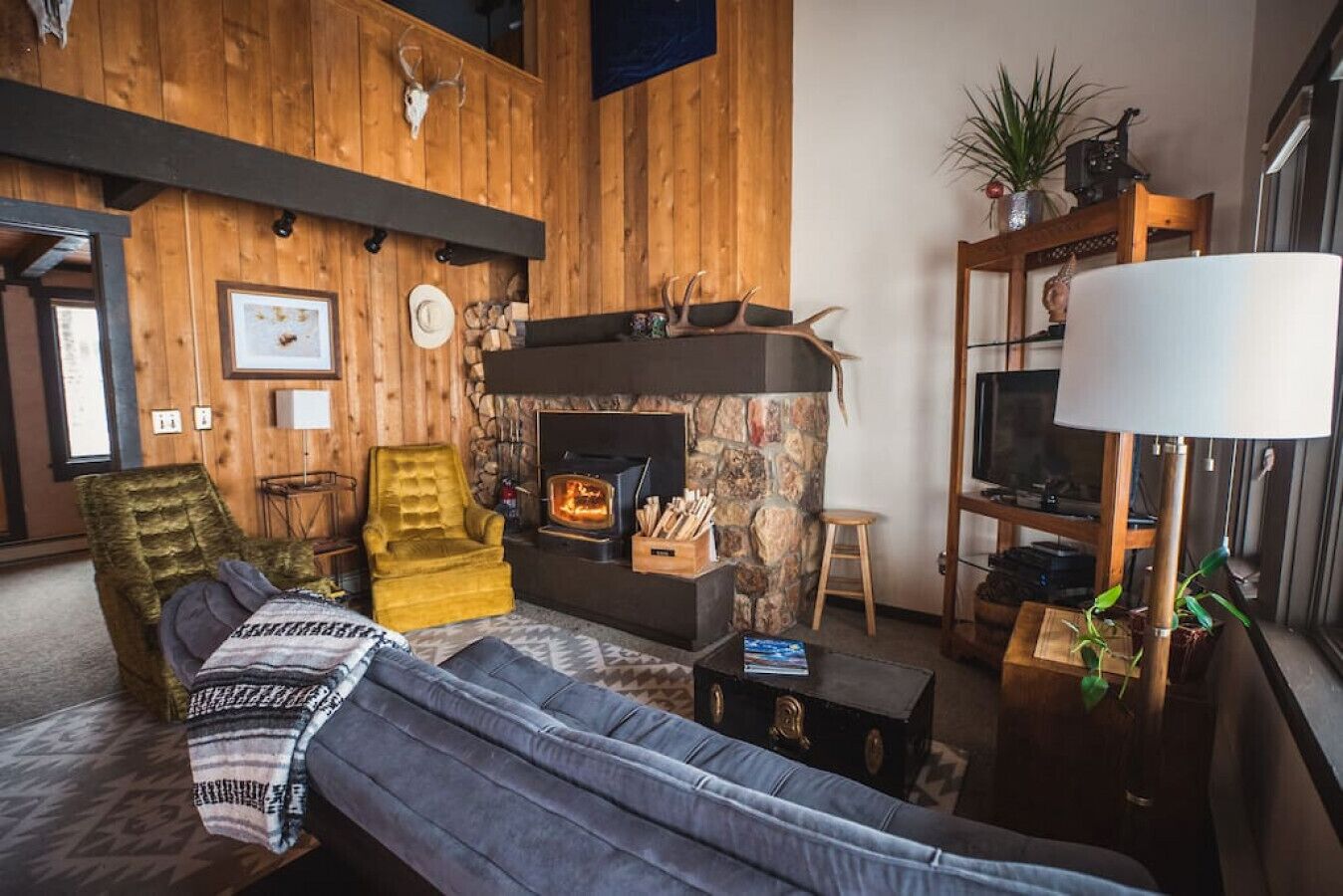 Televisión y chimenea 