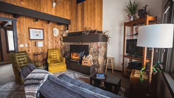 Televisión y chimenea