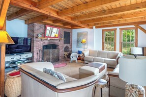 テレビ、暖炉、DVD プレーヤー