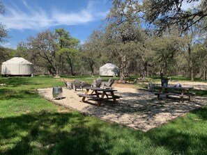 Cabin, 1 Bedroom | Property grounds - Ot 3515h Texas Yurt Haus: Horned Frog 1 Bedroom Cabin by RedAwning (New Braunfels)