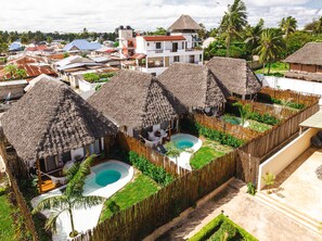 Vila superluxo, vista para o jardim | 1 quarto, roupas de cama de algodão egípcio, roupas de cama premium