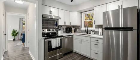 Fridge, microwave, oven, dishwasher