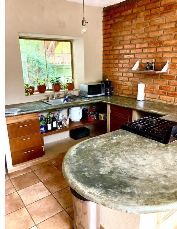 Frigorífico, microondas, horno y placa de cocina