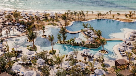 Indoor pool, 3 outdoor pools, open 8:00 AM to 8:00 PM, free cabanas