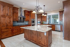 Fridge, microwave, oven, stovetop - 'Above It All' a spacious sundrenched house with expansive deck and Epic views. (Shawnigan Lake)