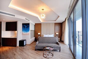 Suite estudio panorámica | Sábanas de algodón egipcio y ropa de cama de alta calidad