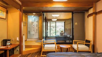 Twin Room, Non Smoking (with private open-air bath) | Premium bedding, free minibar, in-room safe, individually decorated
