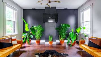 Smart TV, libros, videoteca, oficina