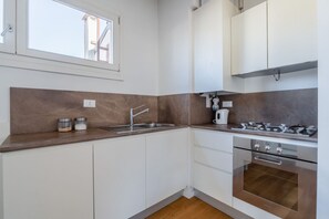 Fridge, microwave, dishwasher