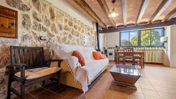 Una televisión, una chimenea