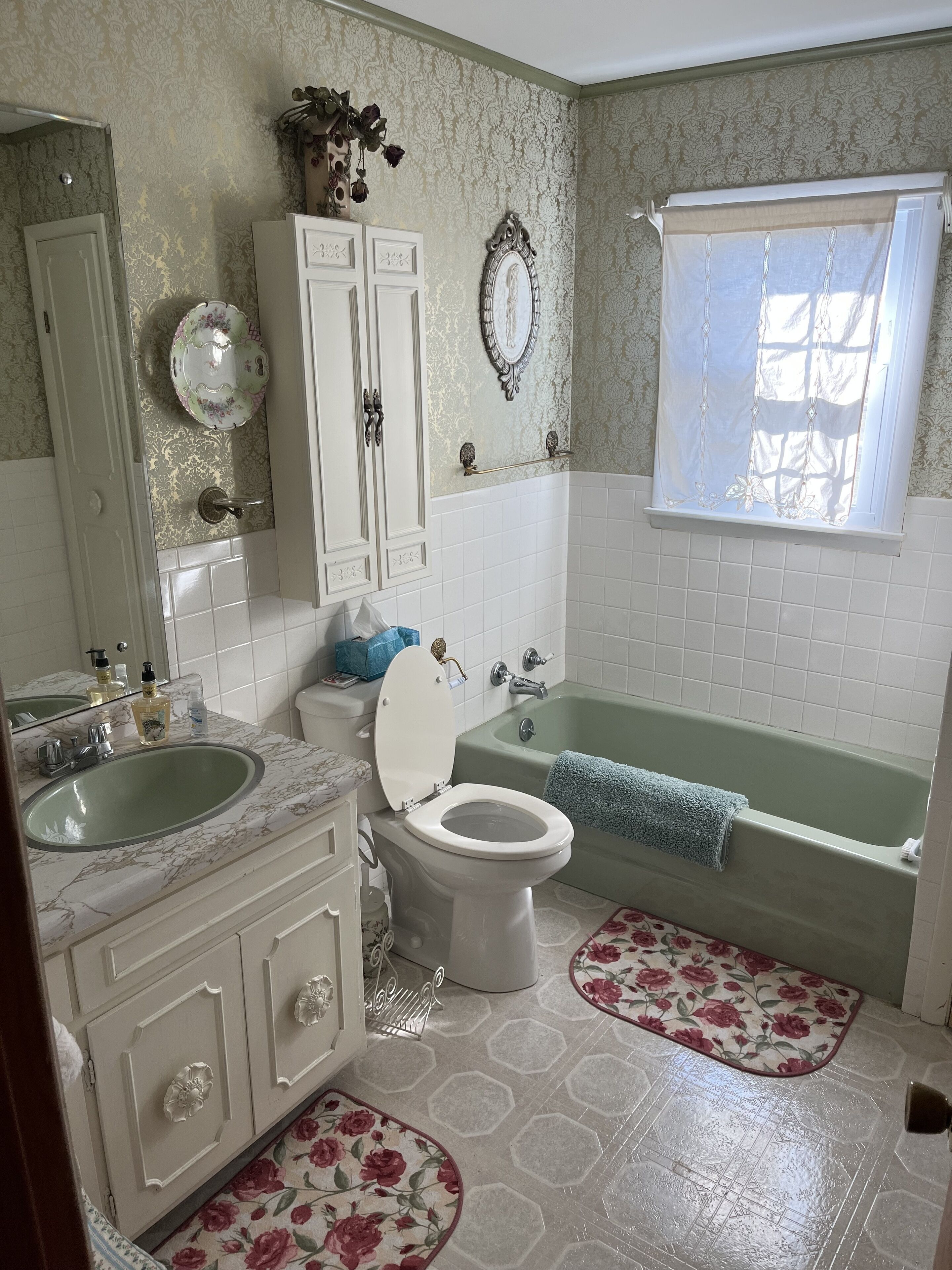 Hair dryer, towels, toilet paper