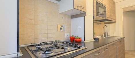 ベーシック アパートメント ダブルベッド 1 台ソファーベッド付き | 専用キッチン | 冷蔵庫、オーブン、コンロ、電気ポット