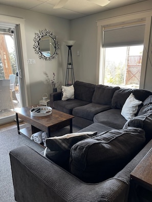 Smart TV, fireplace, stereo