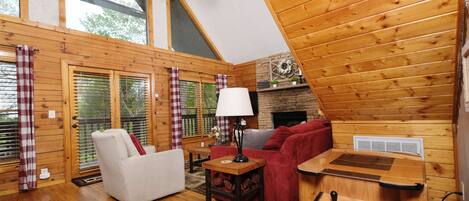 Smart TV, fireplace, video games, DVD player