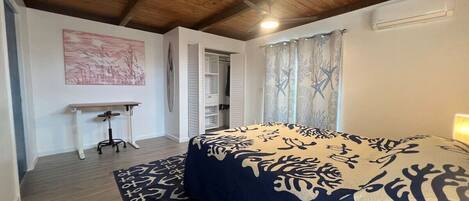 1 bedroom, desk, iron/ironing board, travel cot