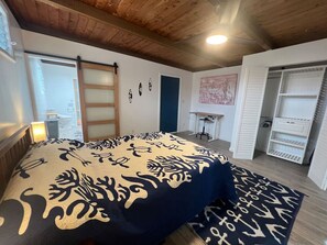 1 bedroom, desk, iron/ironing board, travel cot