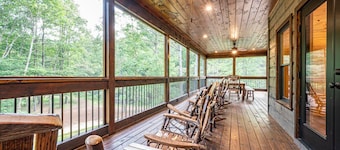 Custom built mountain house on trout stream with tons of privacy & hot tub.