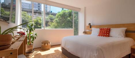 1 bedroom, desk, iron/ironing board, travel cot