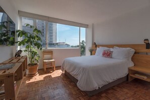 1 bedroom, desk, iron/ironing board, travel cot