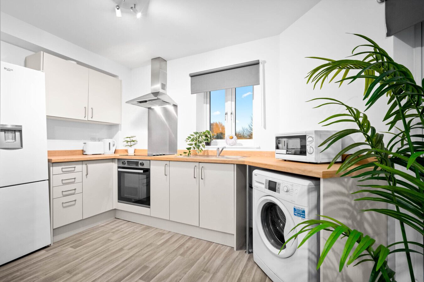 Fridge, microwave, oven, toaster