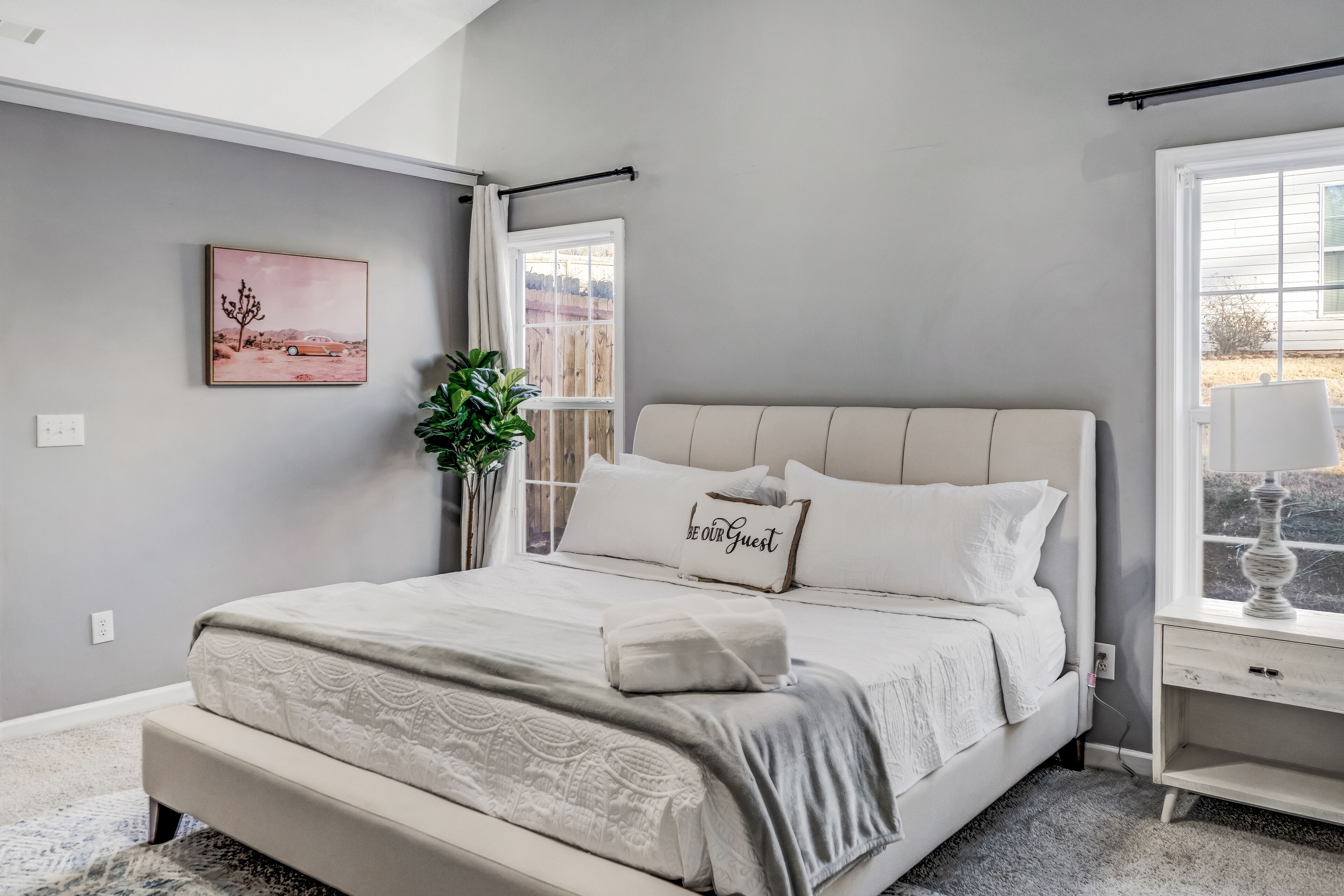 3 bedrooms, desk, iron/ironing board, travel cot