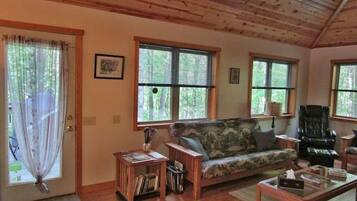 Smart TV, fireplace, DVD player